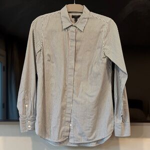 J. Crew Navy and White Striped Button Down Shirt